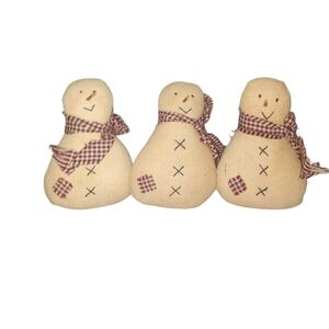 Handcrafted Plush Primitive Snowman Christmas Holiday Decor Set 4 Inch